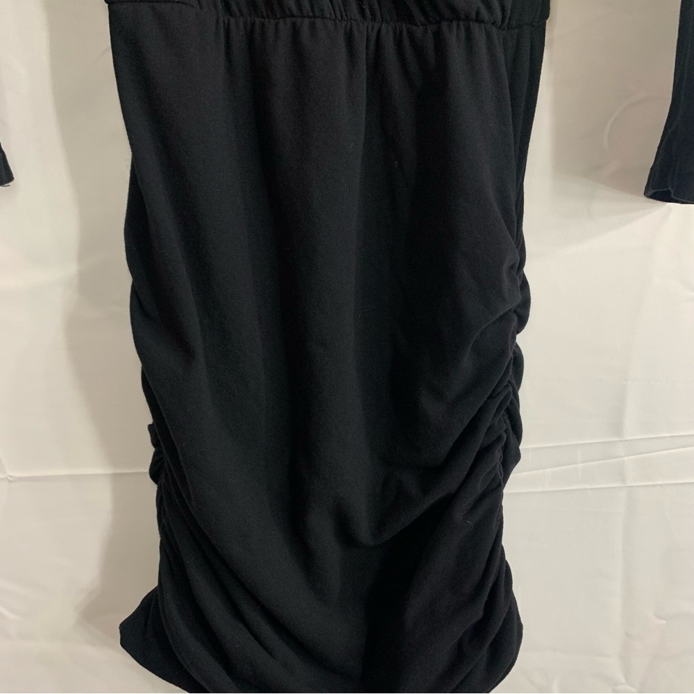 Sundry Black Ruched V Neck Long Sleeve Dress, size 3 - Picture 7 of 12